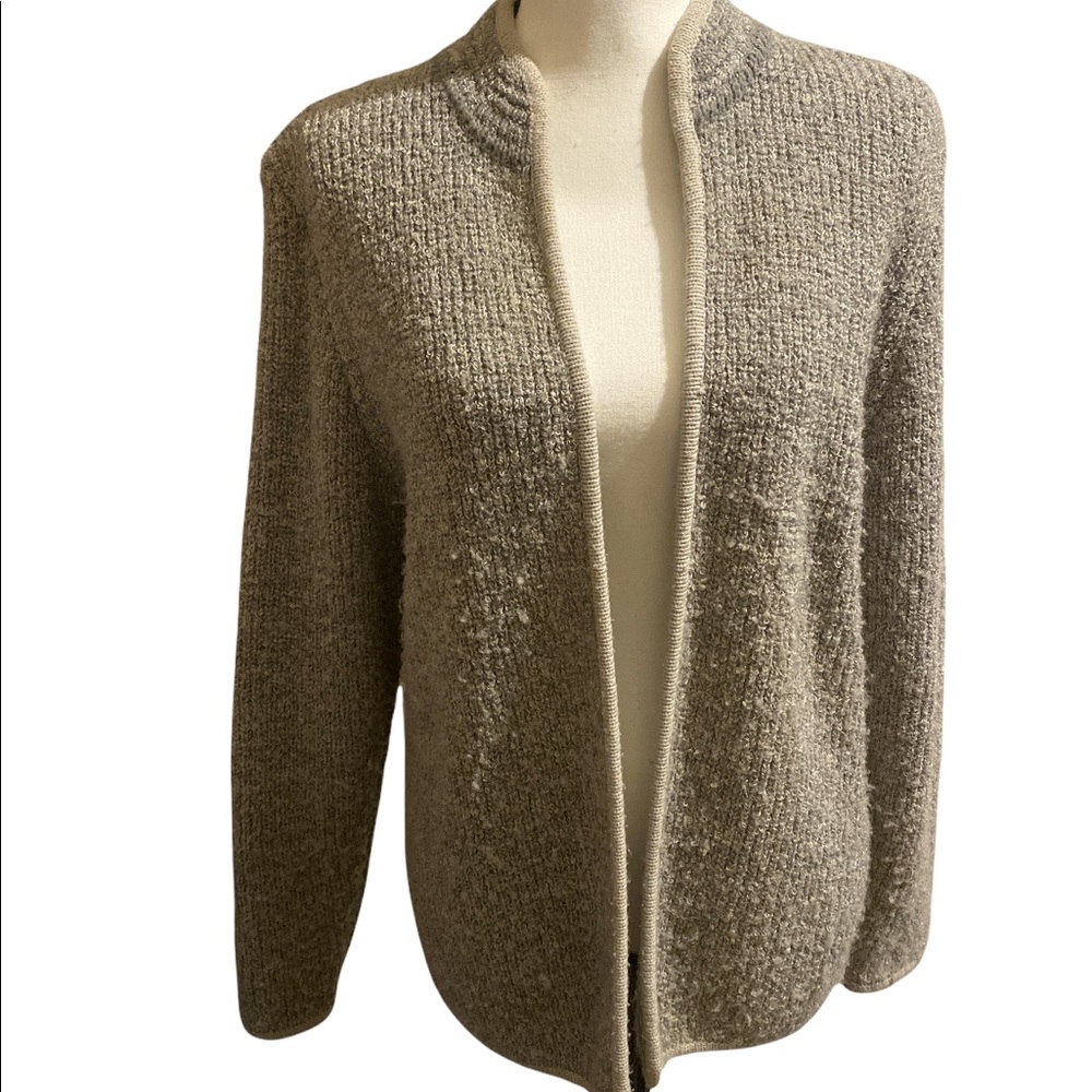 Vintage Composition Womens Cardigan Size Large Gray Chunky Knit Long Sleeves